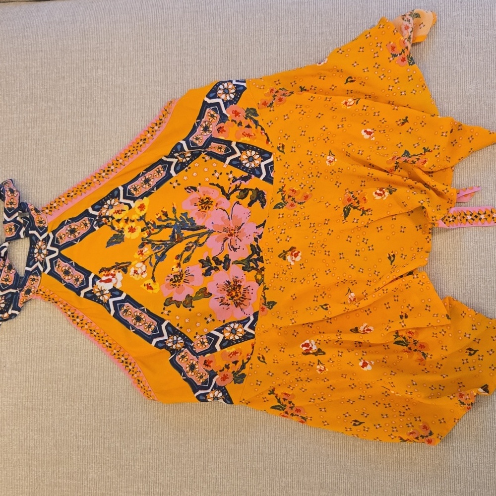 Free People New Wave Floral Halter Tank with Open Back and qd - Picture 12 of 12